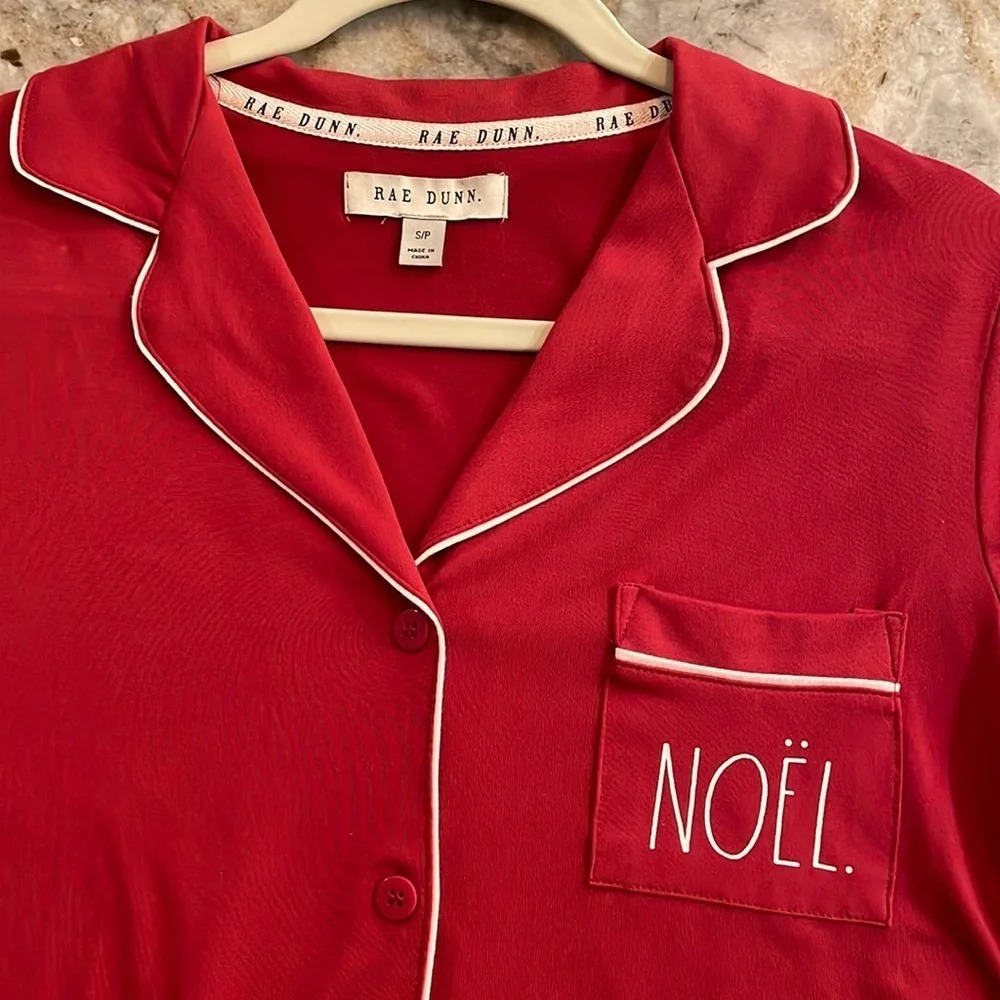 Rae Dunn NOEL Red Christmas Button Down Pajama Set